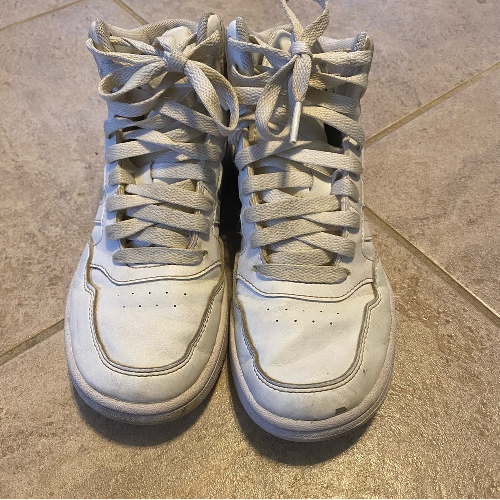 Adidas kids white/gray high tops size 2